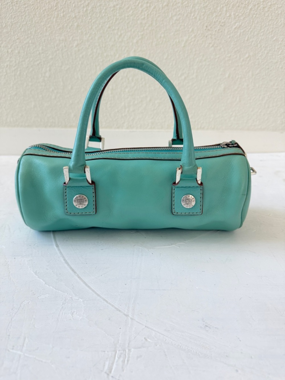 Vintage Michael Kors Barrel Bag 2000s Y2K Mint Green Teal - Picture 3 of 12